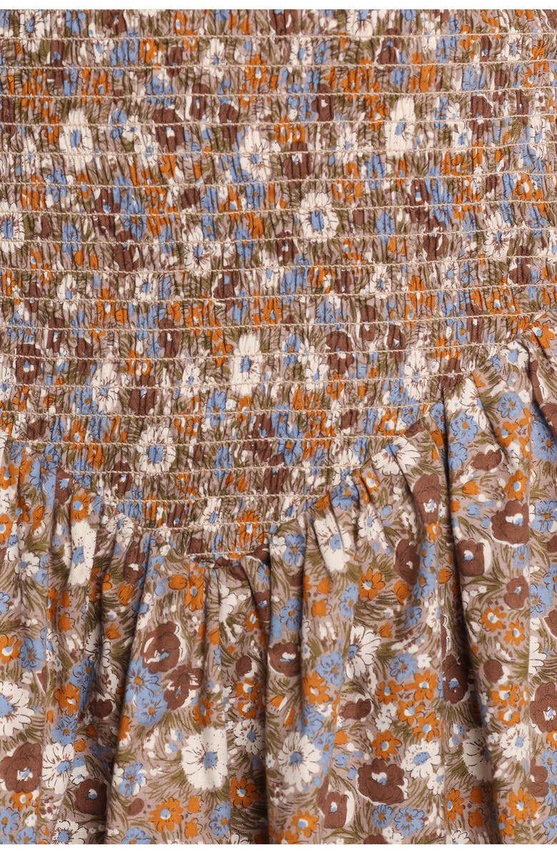 Petal & Pup Celine Smocked Minidress, Alternate, color, Brown Floral