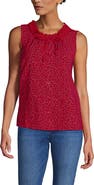 Lands' End Lightweight Jersey Button Front Lace Trim Tank