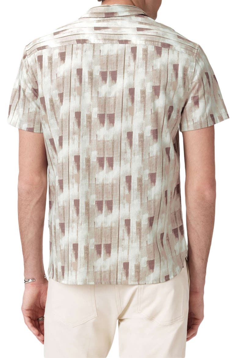 Sean Stripe Cotton Short Sleeve Button-Up Shirt, Alternate, color, LIGHT KHAKI