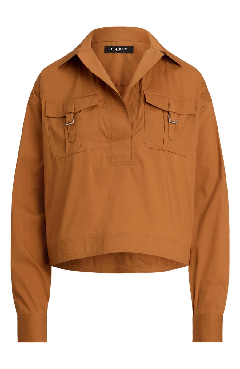 Lauren Ralph Lauren Silky Stretch Cotton Utility Shirt, Alternate, color, Cinnamon Bark