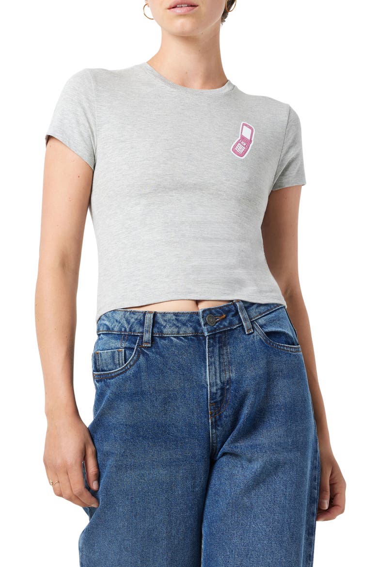 Kerry Molly Flip Phone Graphic Cotton Blend T-Shirt, Main, color, LIGHT GREY MELANGE P