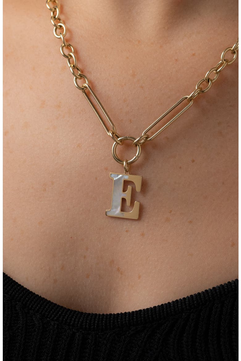 Medium Initial Pendant, Alternate, color, YELLOW E