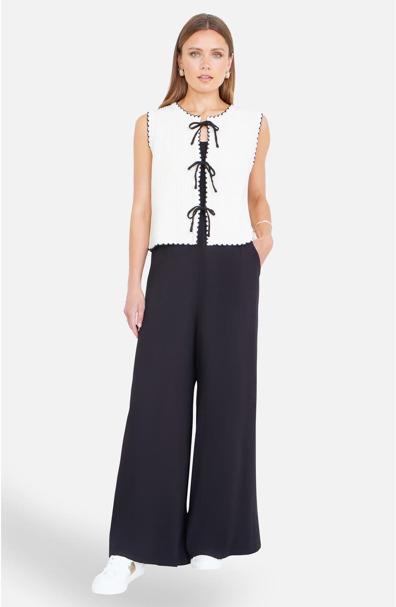 Yumi Knitted Bow Trim Waistcoat, Alternate, color, Ivory