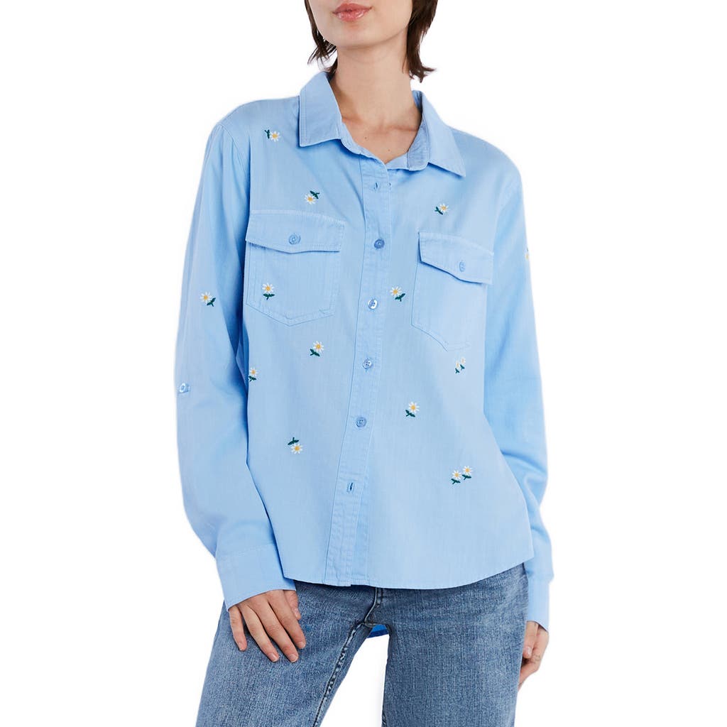 Billy T Daisy Meadow Embroidered Button-up Shirt In Dutch Canal