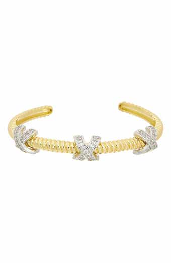 Cubic Zirconia Crisscross Twisted Cuff Bangle