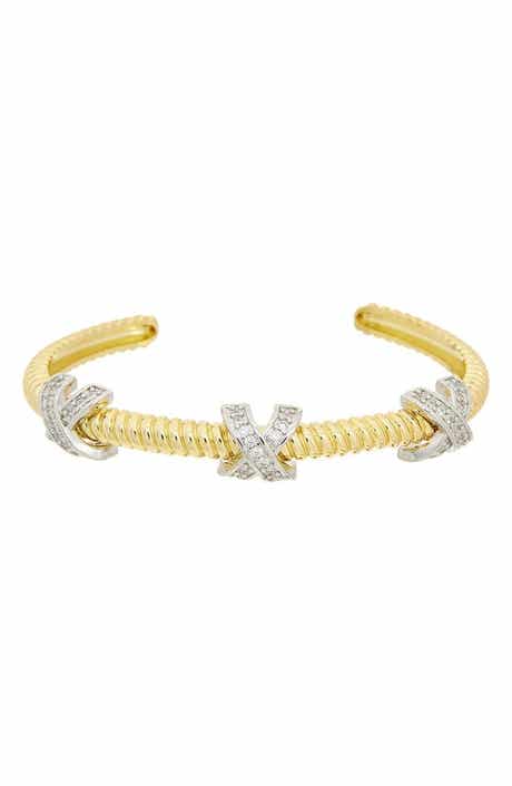 Cubic Zirconia Crisscross Twisted Cuff Bangle