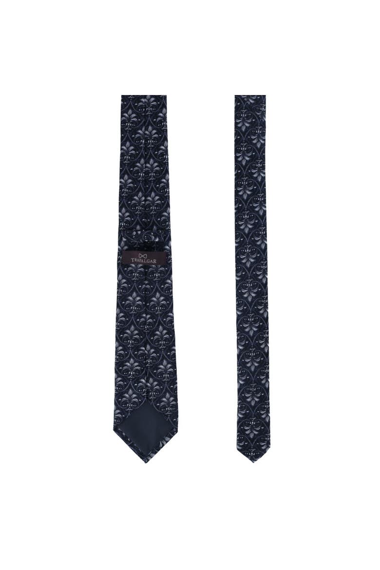 Domenico the Grande Damask Patterned Silk Necktie, Alternate, color, Black And Silver