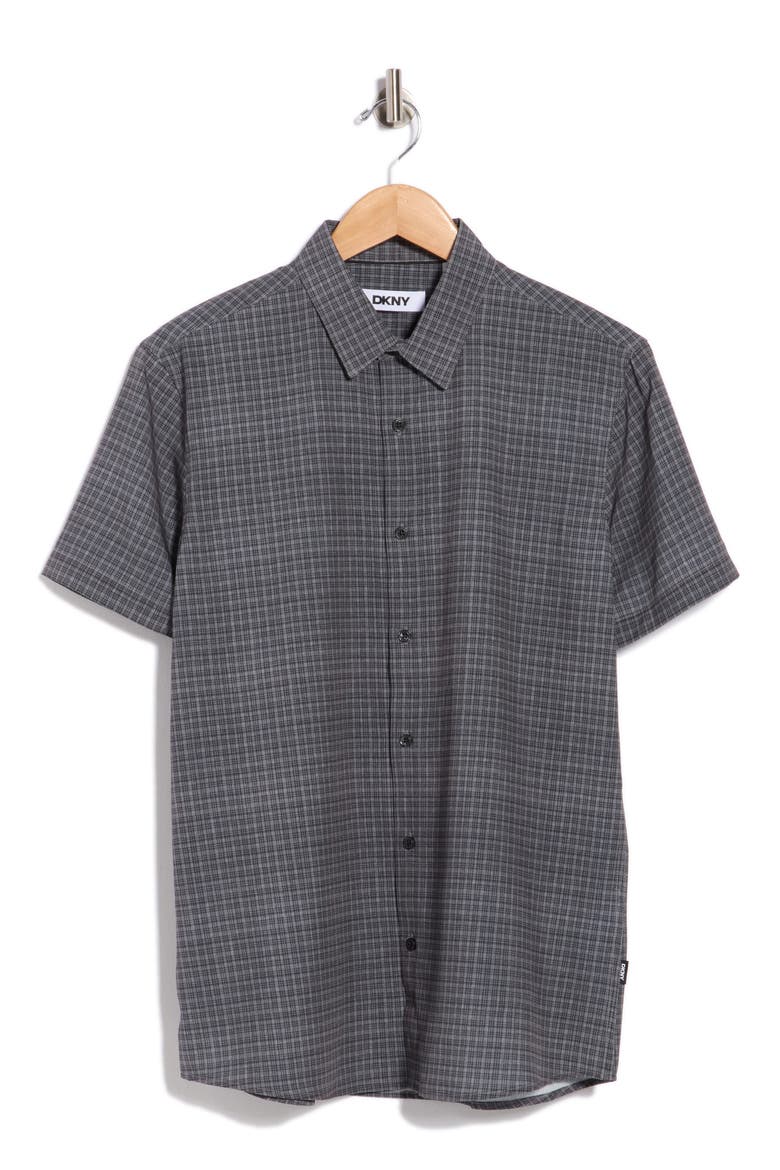Seabrook Plaid Short Sleeve Button-Up Shirt, Alternate, color, BLACK