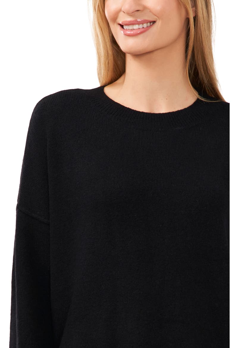 Heart Elbow Crewneck Sweater, Alternate, color, RICH BLACK
