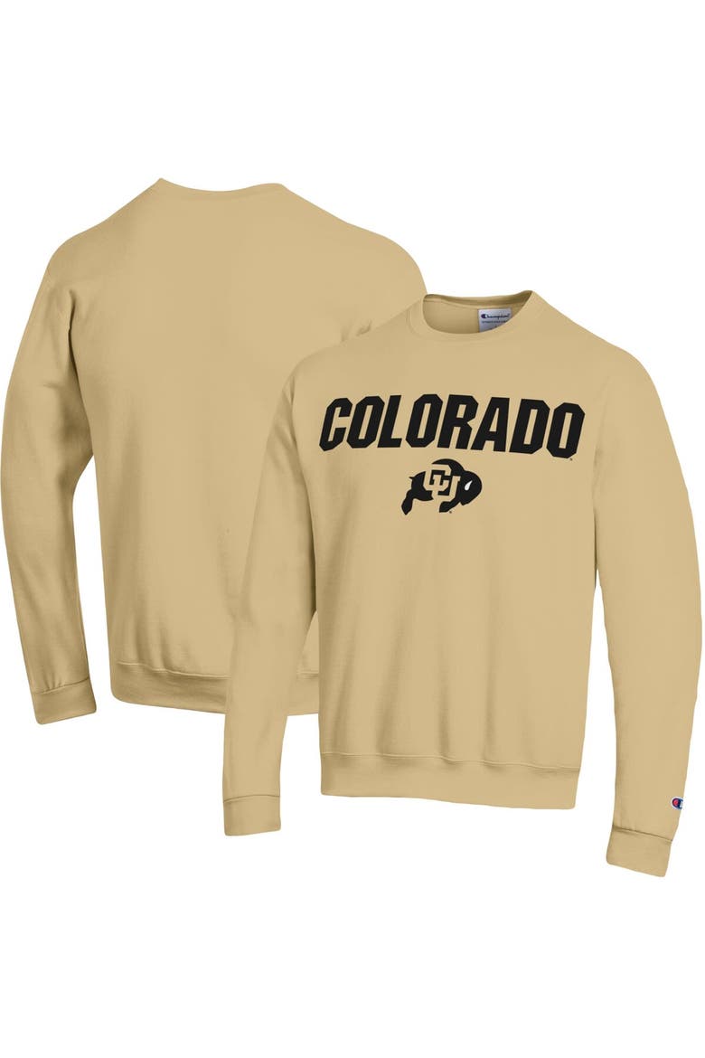 Men's Champion  Gold Colorado Buffaloes Straight Over Logo Powerblend Pullover Sweatshirt, Main, color, Gold