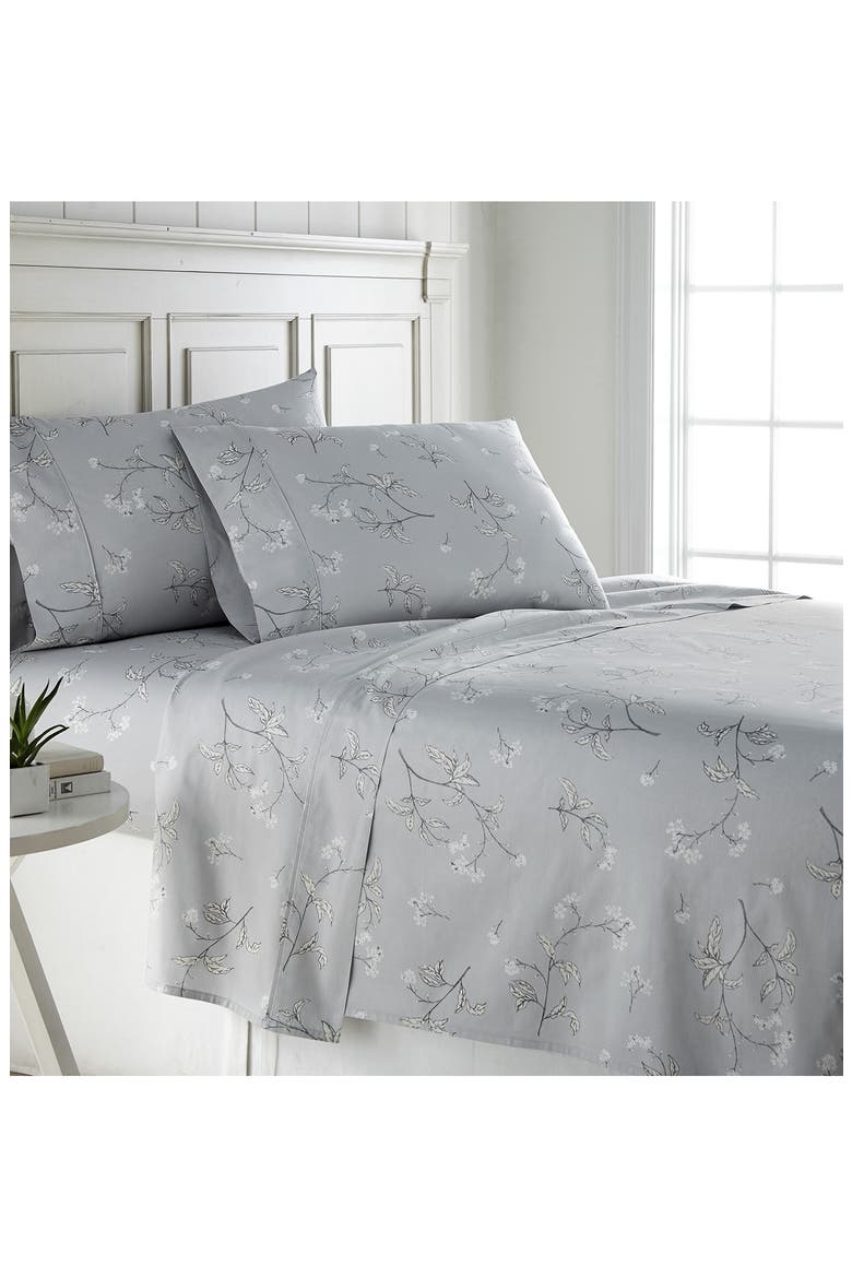 Myosotis Scorpioides 300 TC Long Staple Sateen Cotton Sheet Set, Alternate, color, GREY