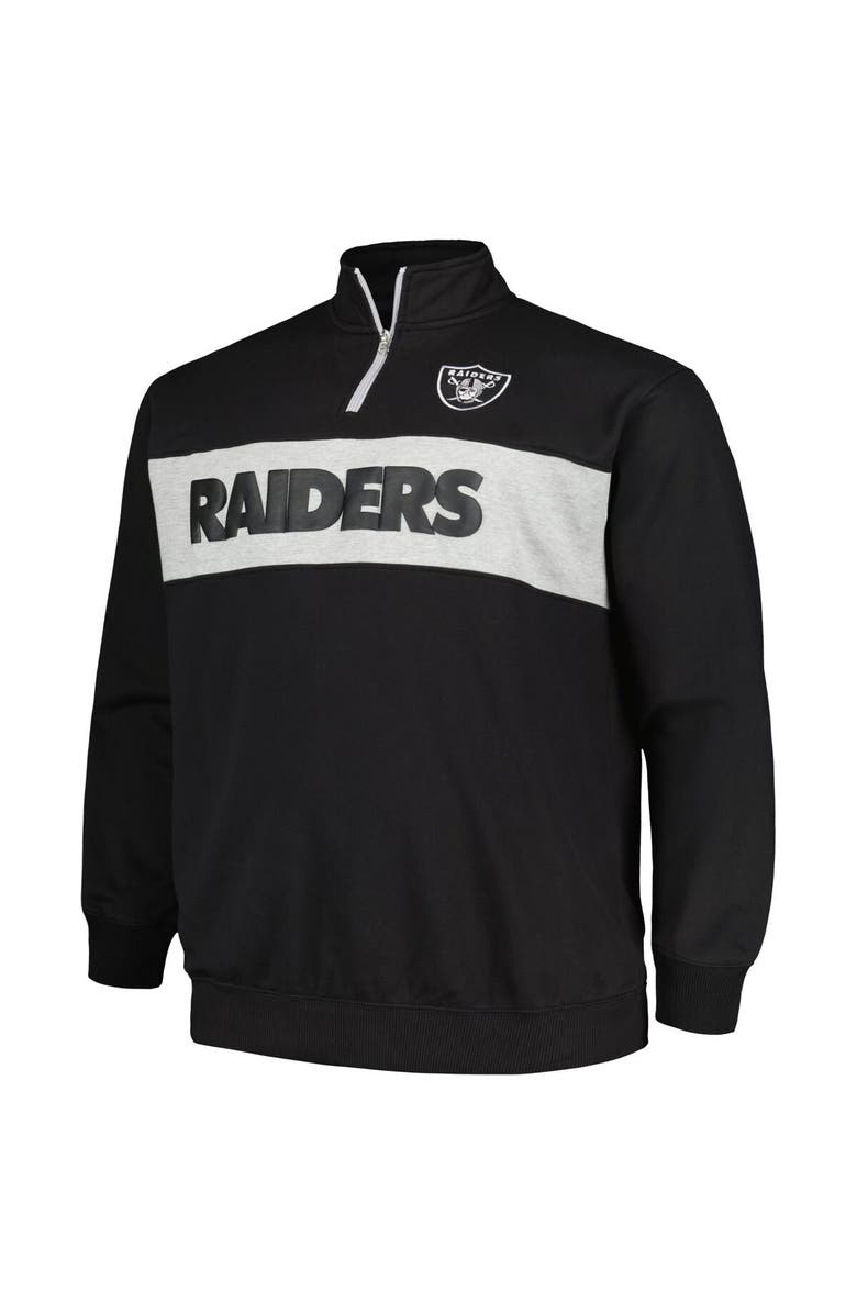 PROFILE Men's Profile Black Las Vegas Raiders Big & Tall Fleece Quarter-Zip Jacket, Alternate, color,
