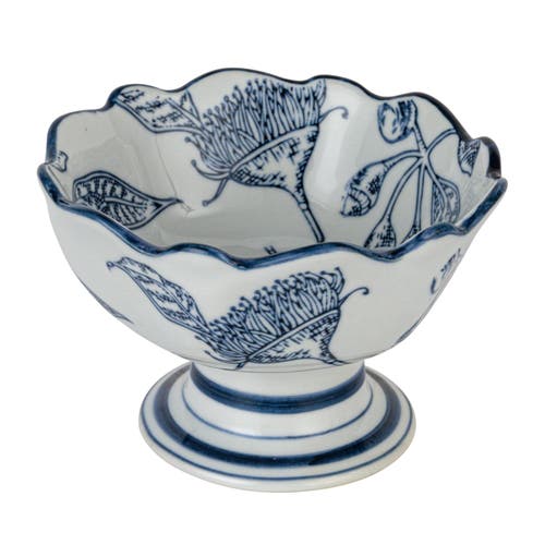 Storied Home Botanical Bliss Stoneware Bowl, Blue And White