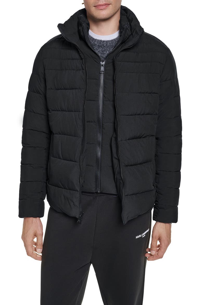 Quilted Midweight Puffer Jacket, Main, color, BLACK