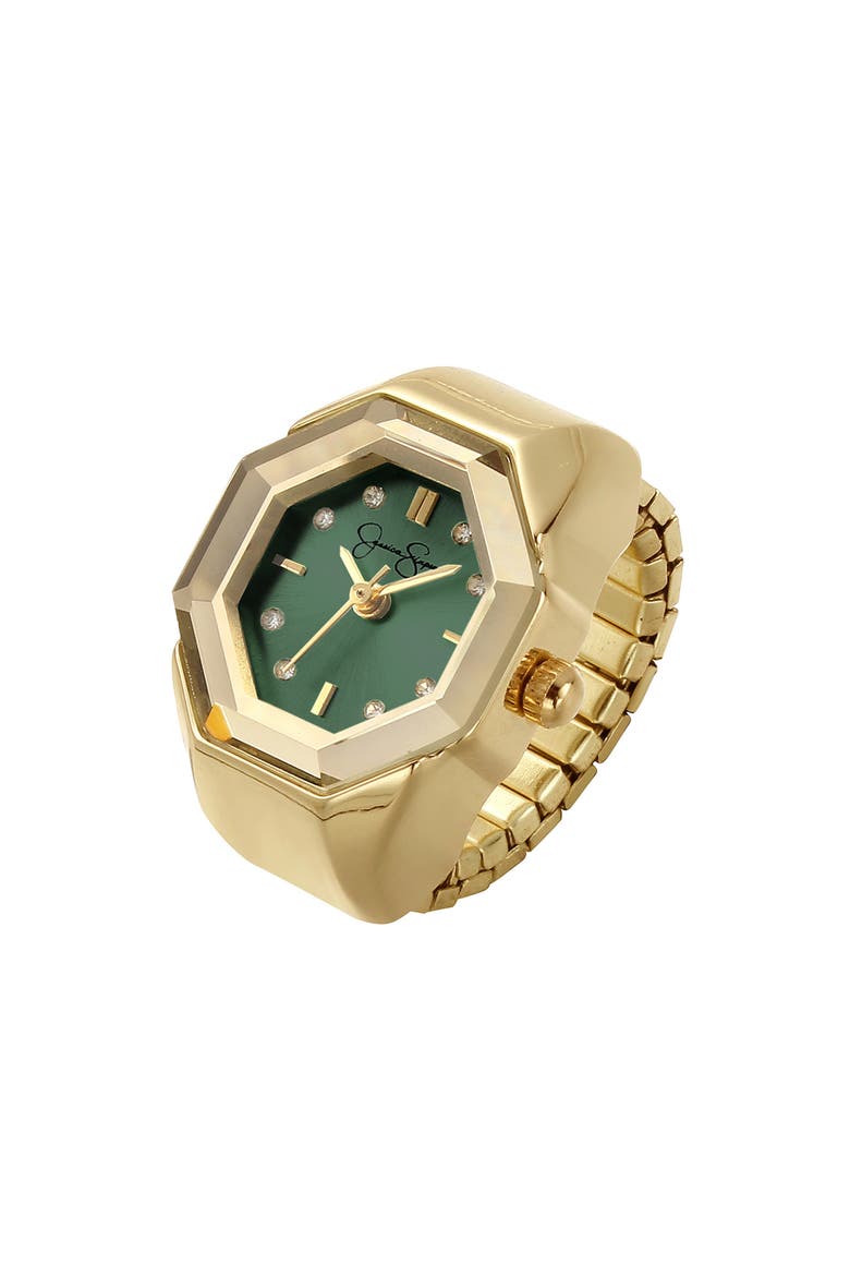 Faceted Bezel Quartz Ring Watch, 20mm, Main, color, GOLD