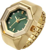 Jessica Simpson Faceted Bezel Quartz Ring Watch, 20mm
