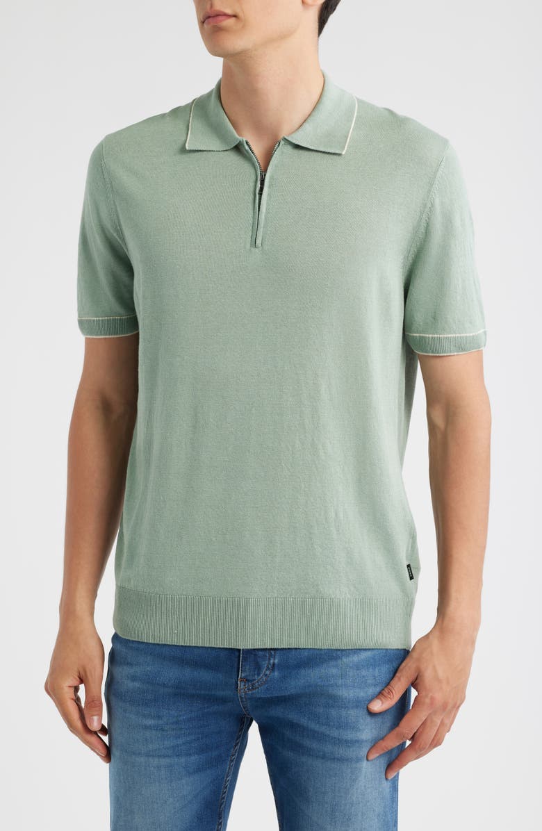 BOSS Jiovanotto Quarter Zip Polo, Main, color, Open Green