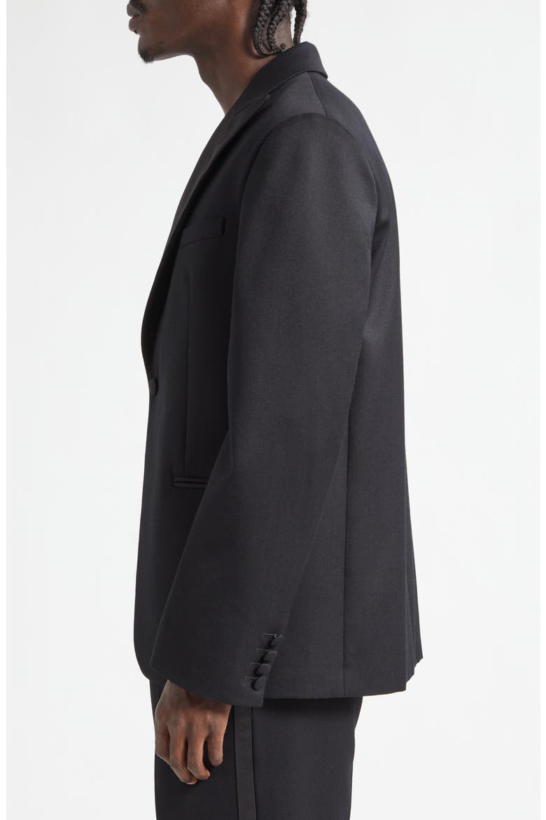 Peak Lapel Black Wool Tuxedo Jacket, Alternate, color, BLACK