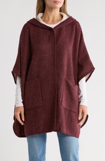 Nanette Lepore Hooded Ruana In Burgundy