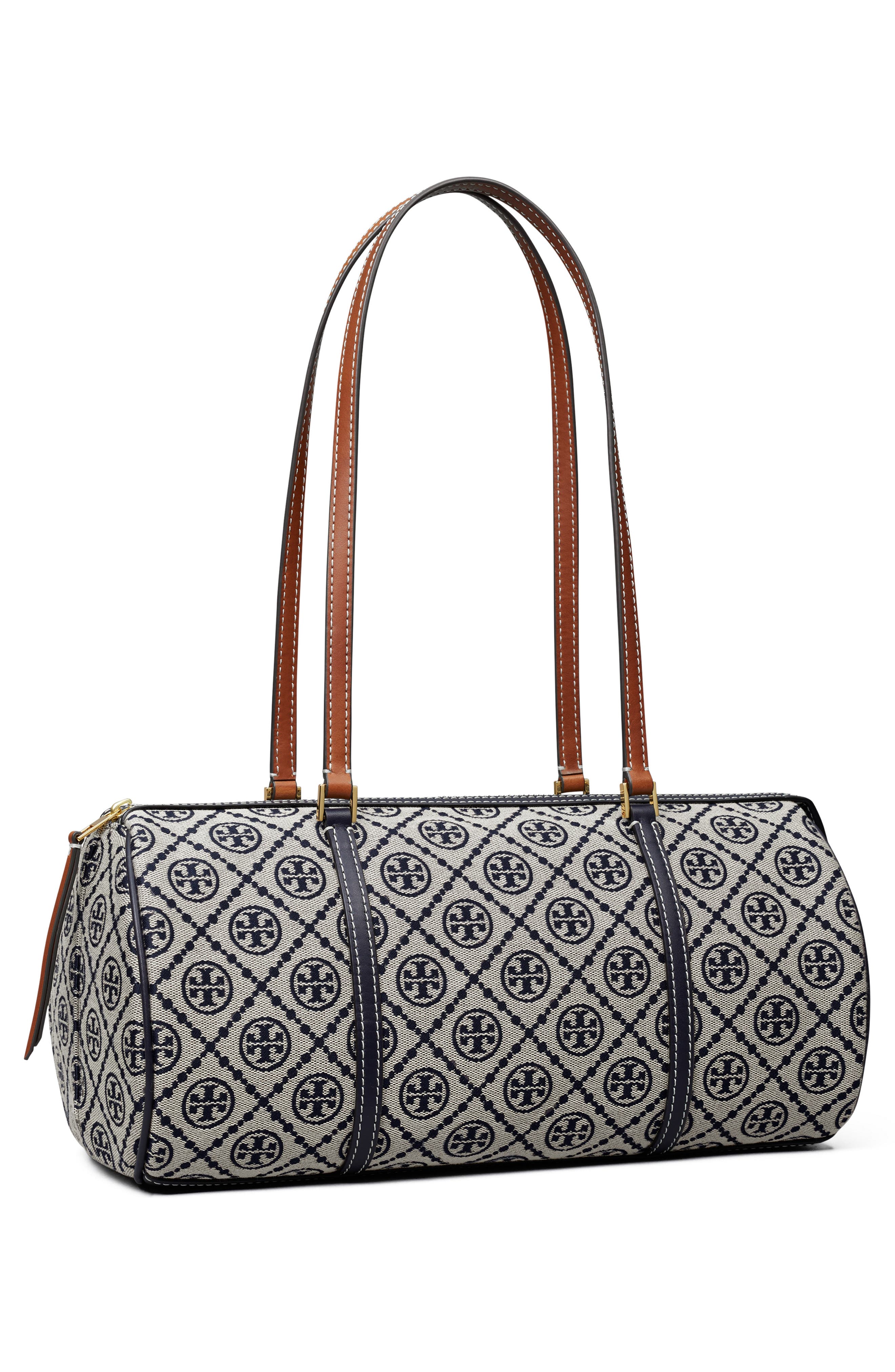 Tory Burch T Monogram Canvas Barrel Bag, Alternate, color, 