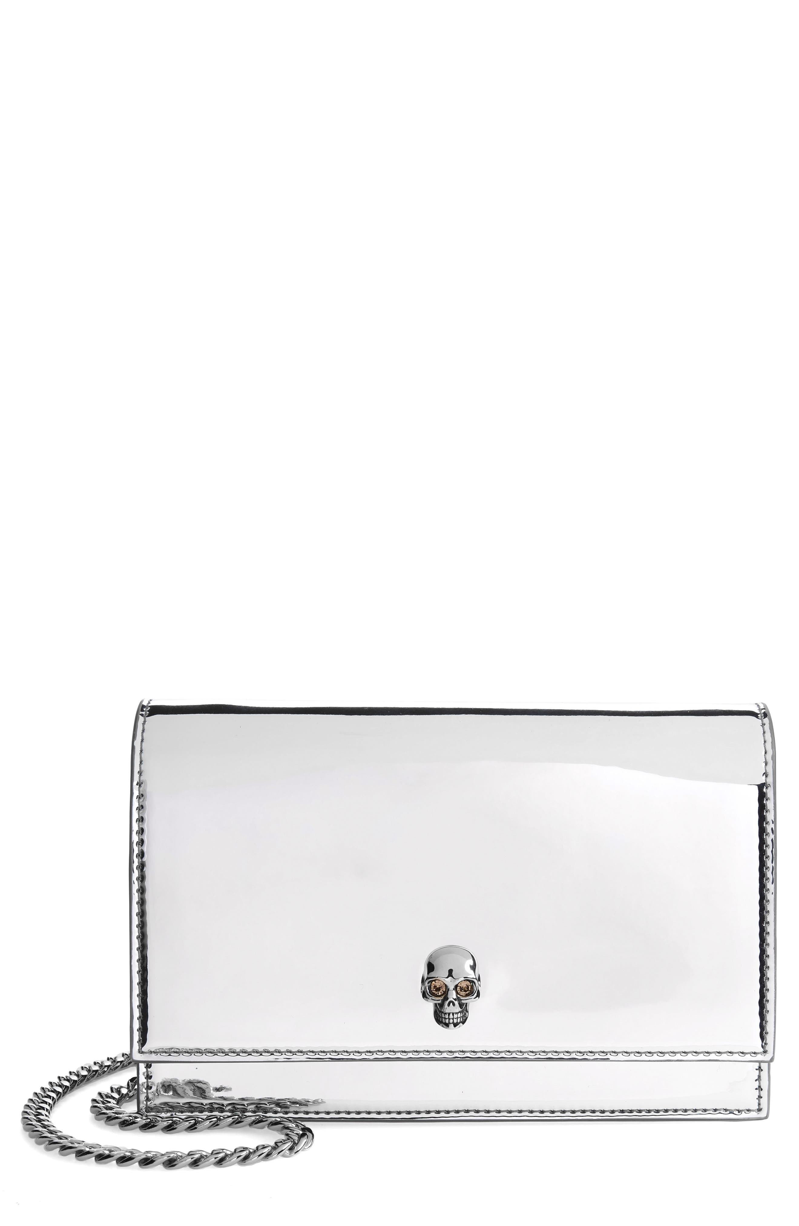 McQueen Small The Skull Metallic Crossbody Bag, Main, color, 