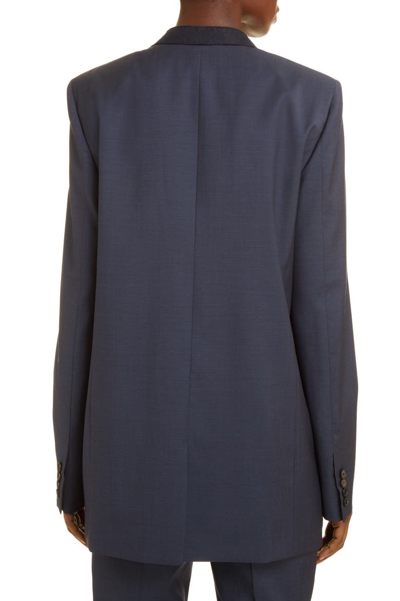 Collarless Wool Jacket, Alternate, color, DEEP SEA BLUE