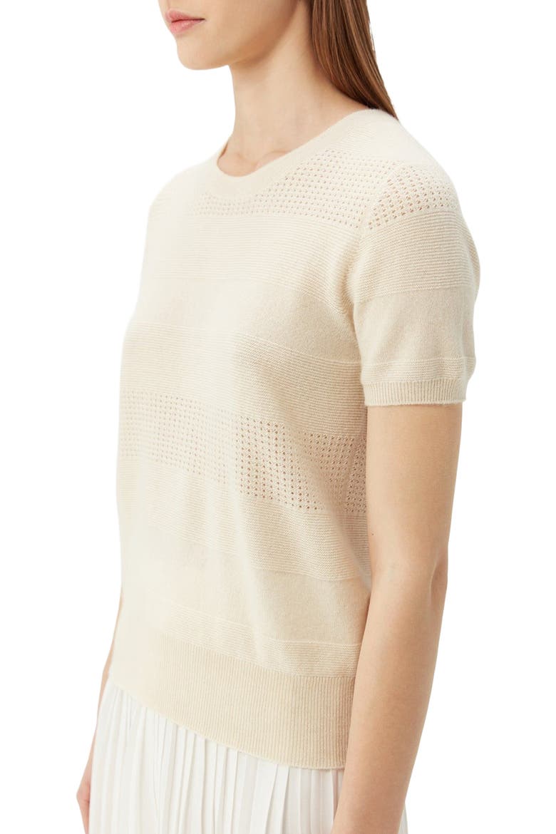 Short-sleeved Cashmere Crewneck Top, Alternate, color, off white