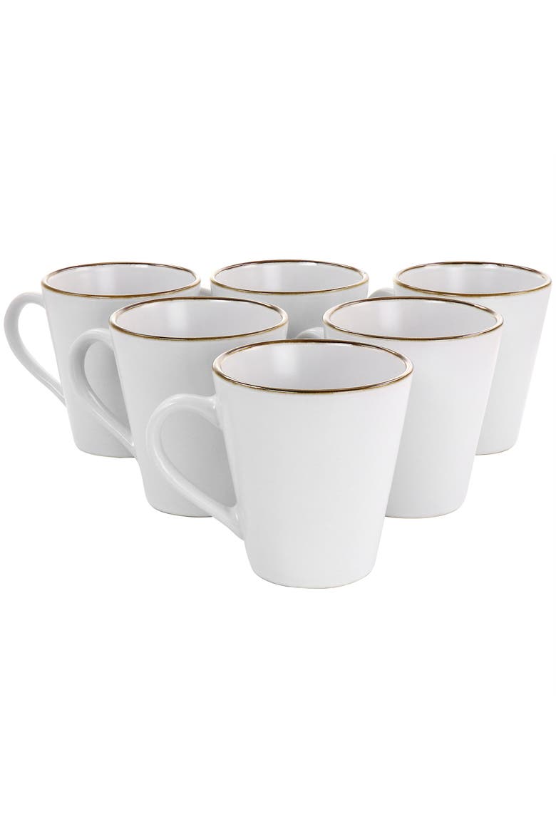 Arthur 6 Piece Stoneware Mug Set, Main, color, White