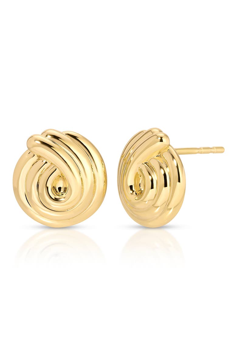 Swirl Stud Earrings, Main, color, 14K YELLOW GOLD