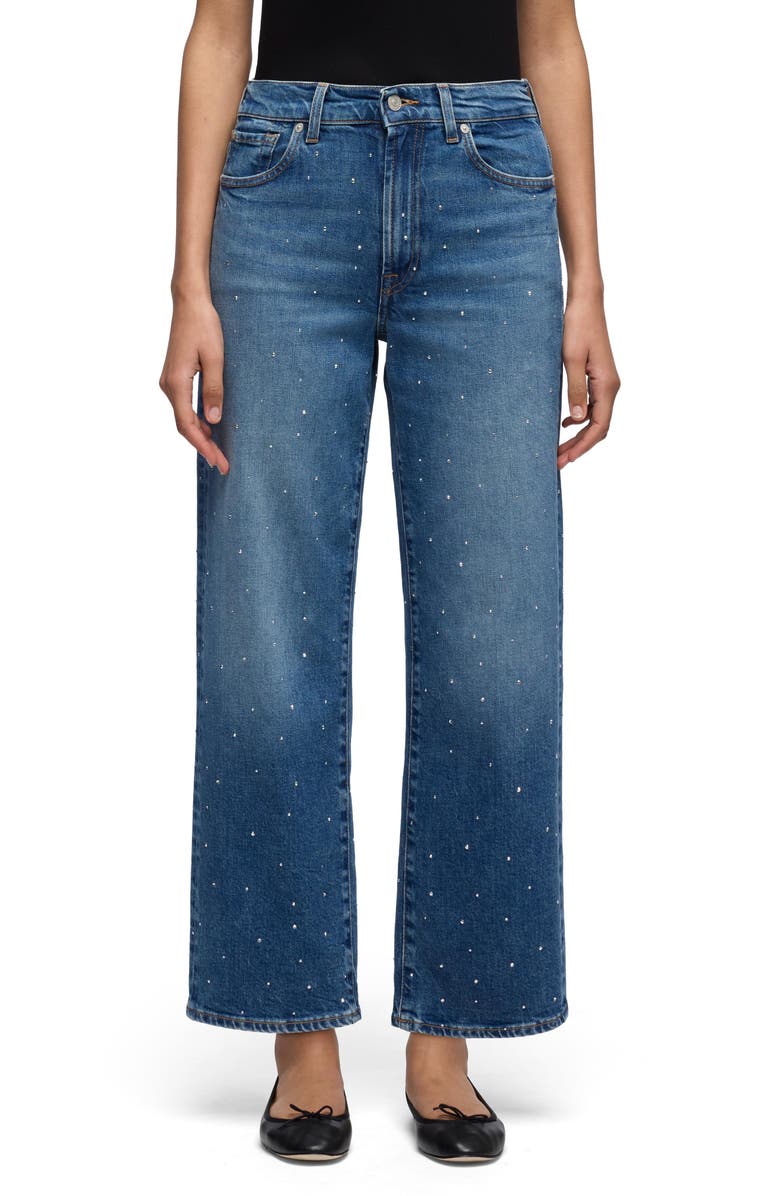 7 For All Mankind Stovepipe Embellished High Waist Ankle Straight Leg Jeans, Main, color, 