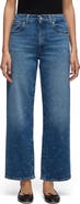 7 For All Mankind Stovepipe Embellished High Waist Ankle Straight Leg Jeans