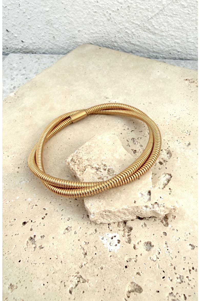 18K Gold Plated Twisted Wrap Bracelet, Alternate, color, GOLD