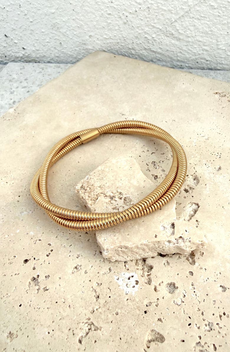 Adornia 18K Gold Plated Twisted Wrap Bracelet, Alternate, color, Gold