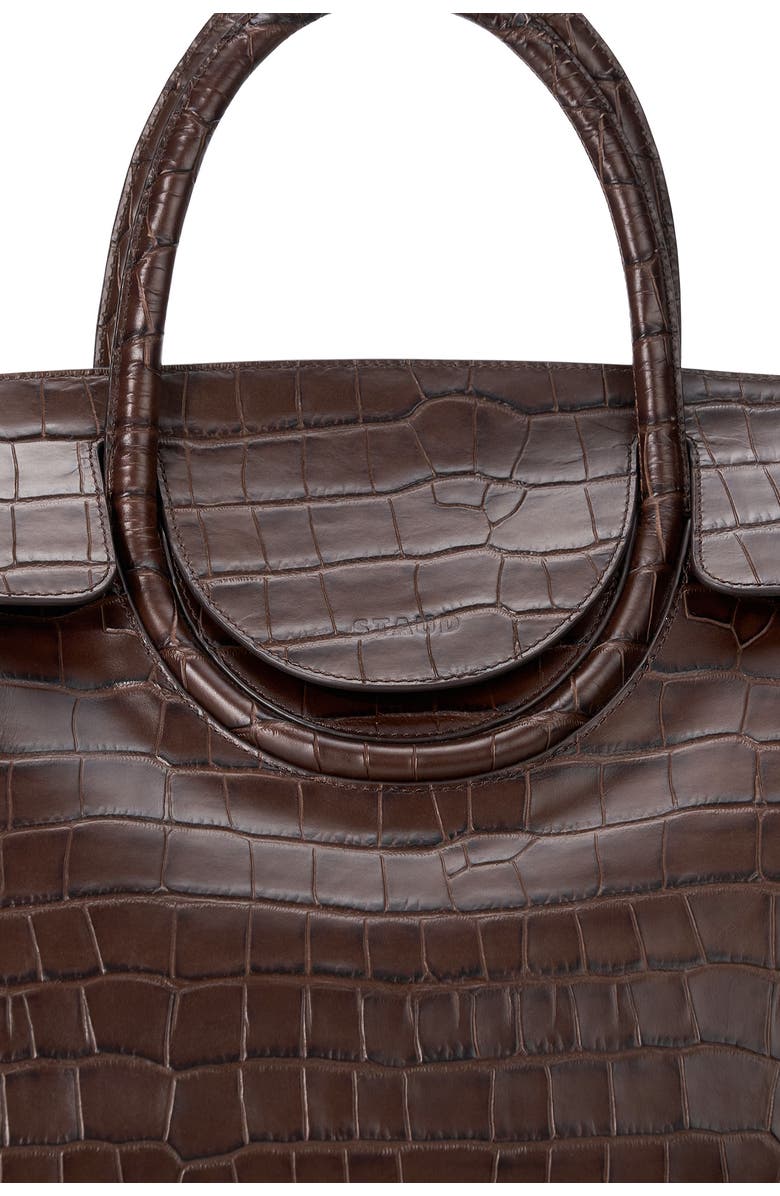 STAUD Maude Leather Carryall Bag, Alternate, color, Espresso Croco