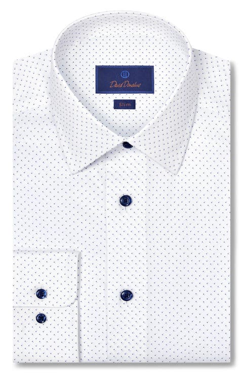 Slim Fit Neat Cotton Stretch Twill Dress Shirt