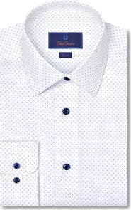 David Donahue Slim Fit Neat Cotton Stretch Twill Dress Shirt