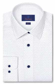 Slim Fit Neat Cotton Stretch Twill Dress Shirt