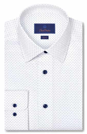 Slim Fit Neat Cotton Stretch Twill Dress Shirt