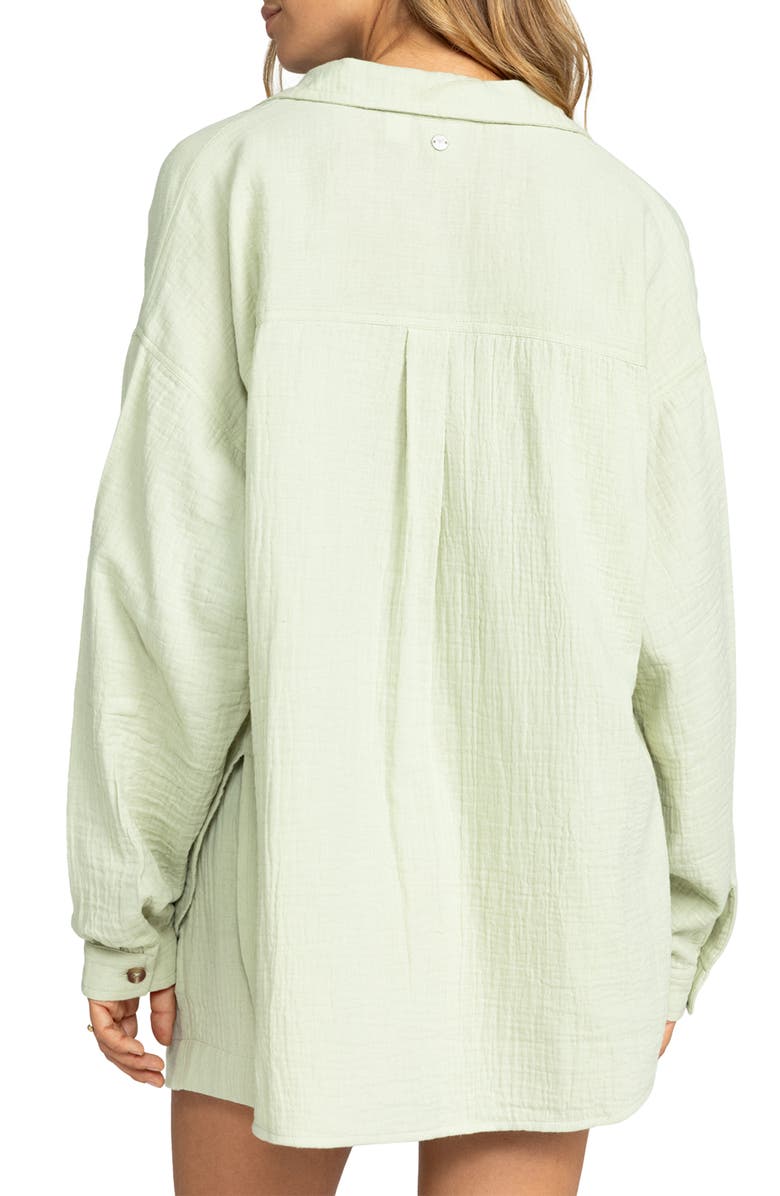 Roxy Morning Time High-Low Organic Cotton Shirt, Alternate, color, 