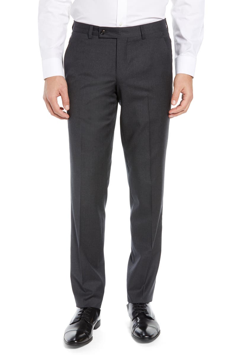 Ted Baker London Jerome Flat Front Solid Wool Dress Pants, Main, color,