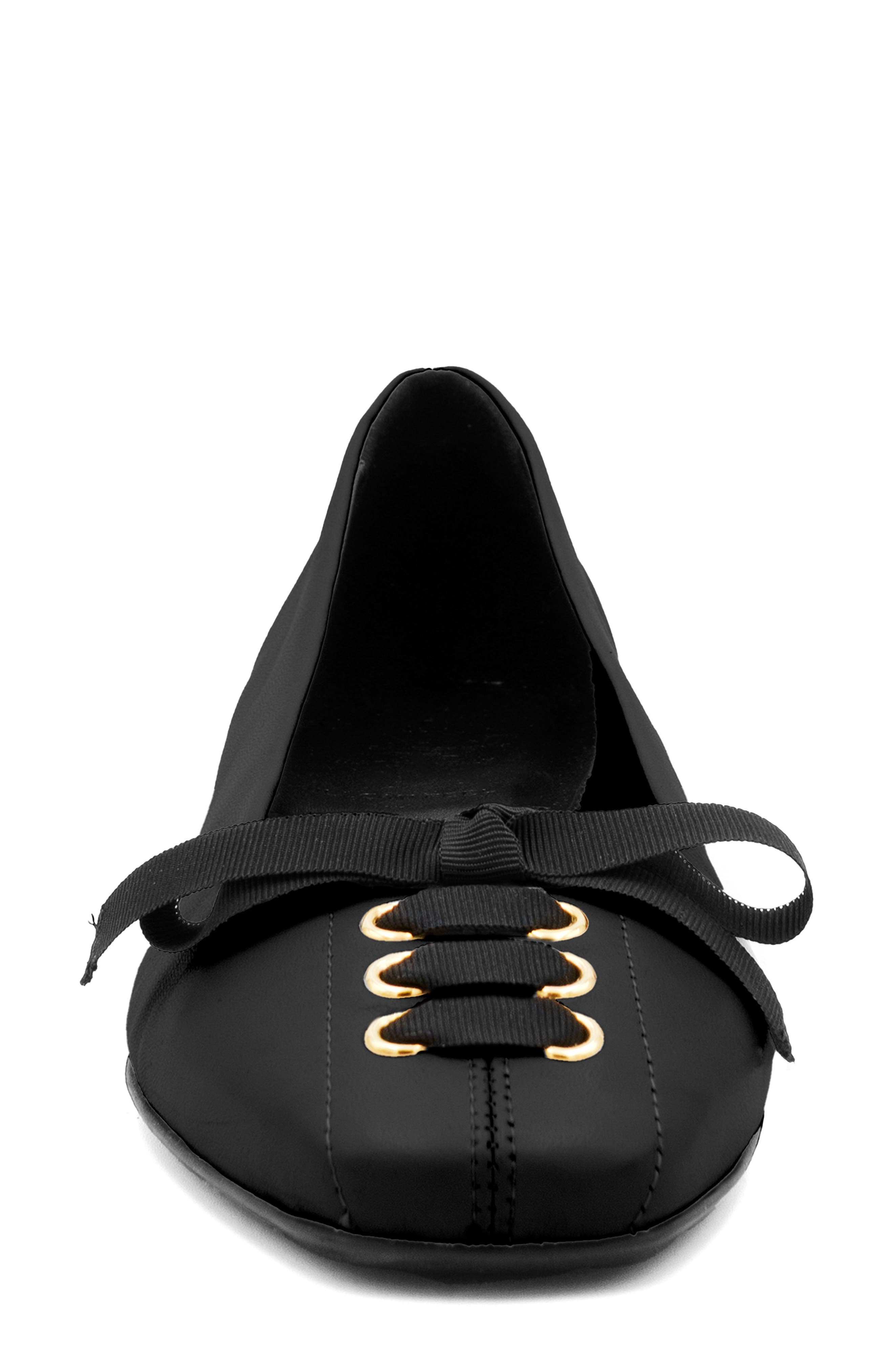 Giacomino Leather Flat, Alternate, color, BLACK