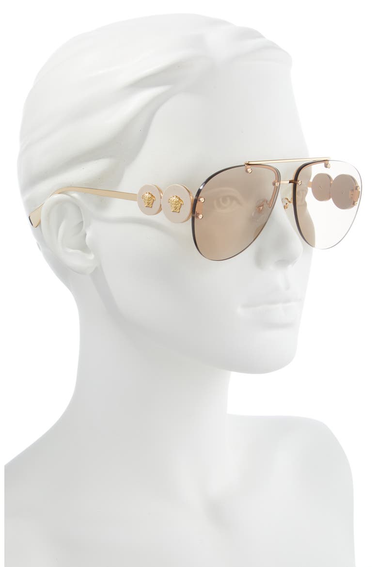 63mm Aviator Sunglasses, Alternate, color, LIGHT BROWN