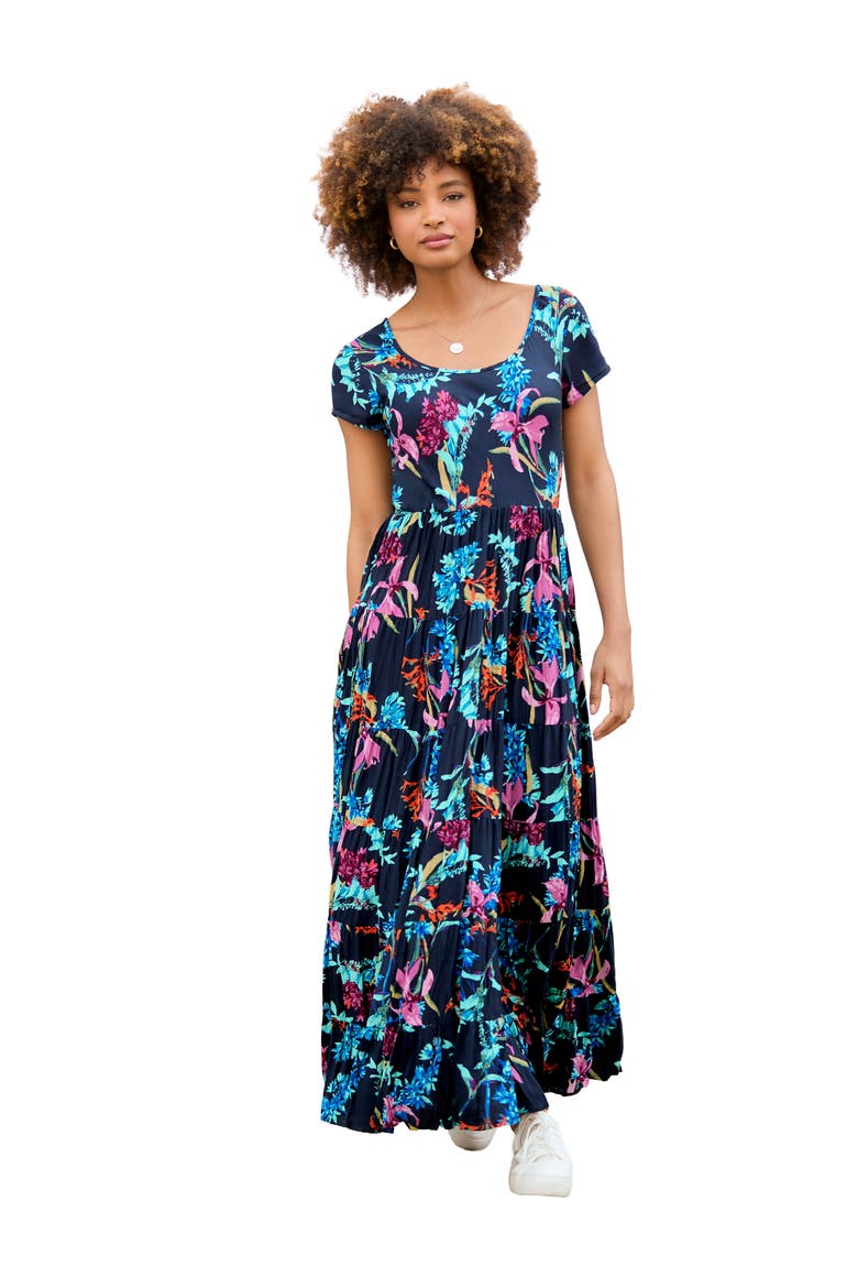 Short Sleeve Flowy Maxi Dress, Main, color, CORAL REEF FLORAL