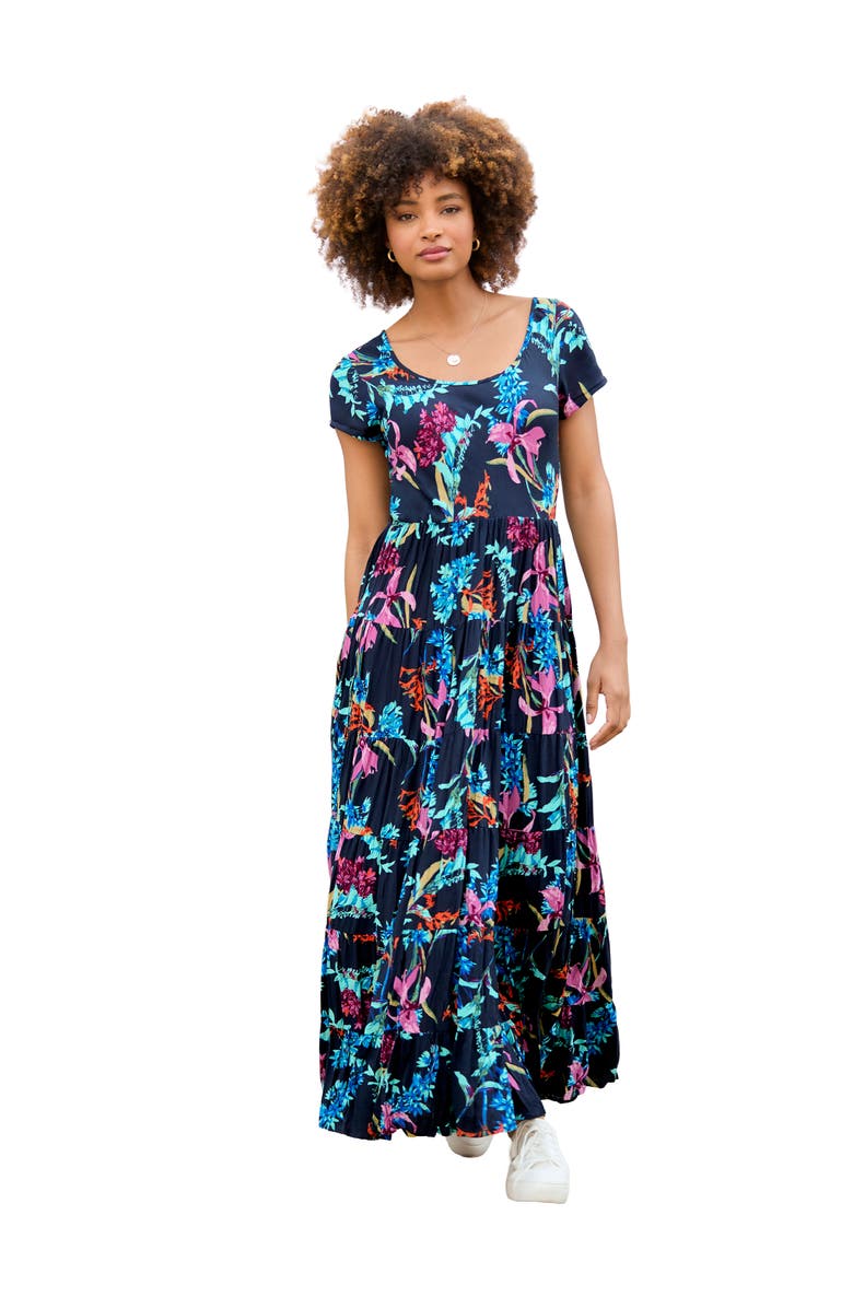 Joe Browns Short Sleeve Flowy Maxi Dress, Main, color, Coral Reef Floral