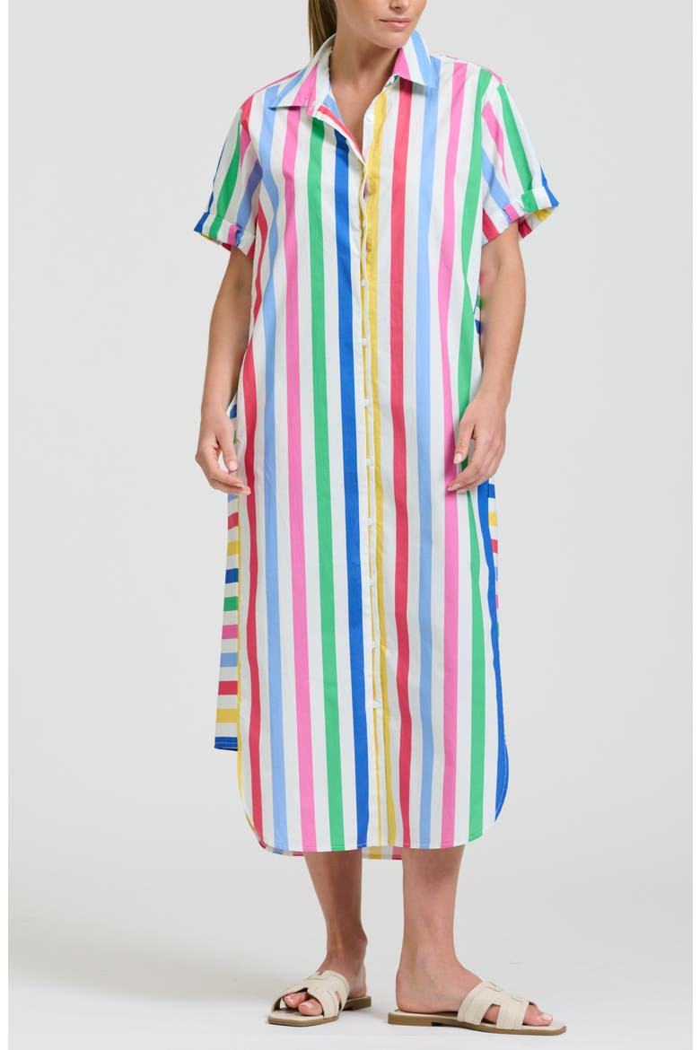 Stripe Maxi Shirtdress, Main, color, FIESTA STRIPE