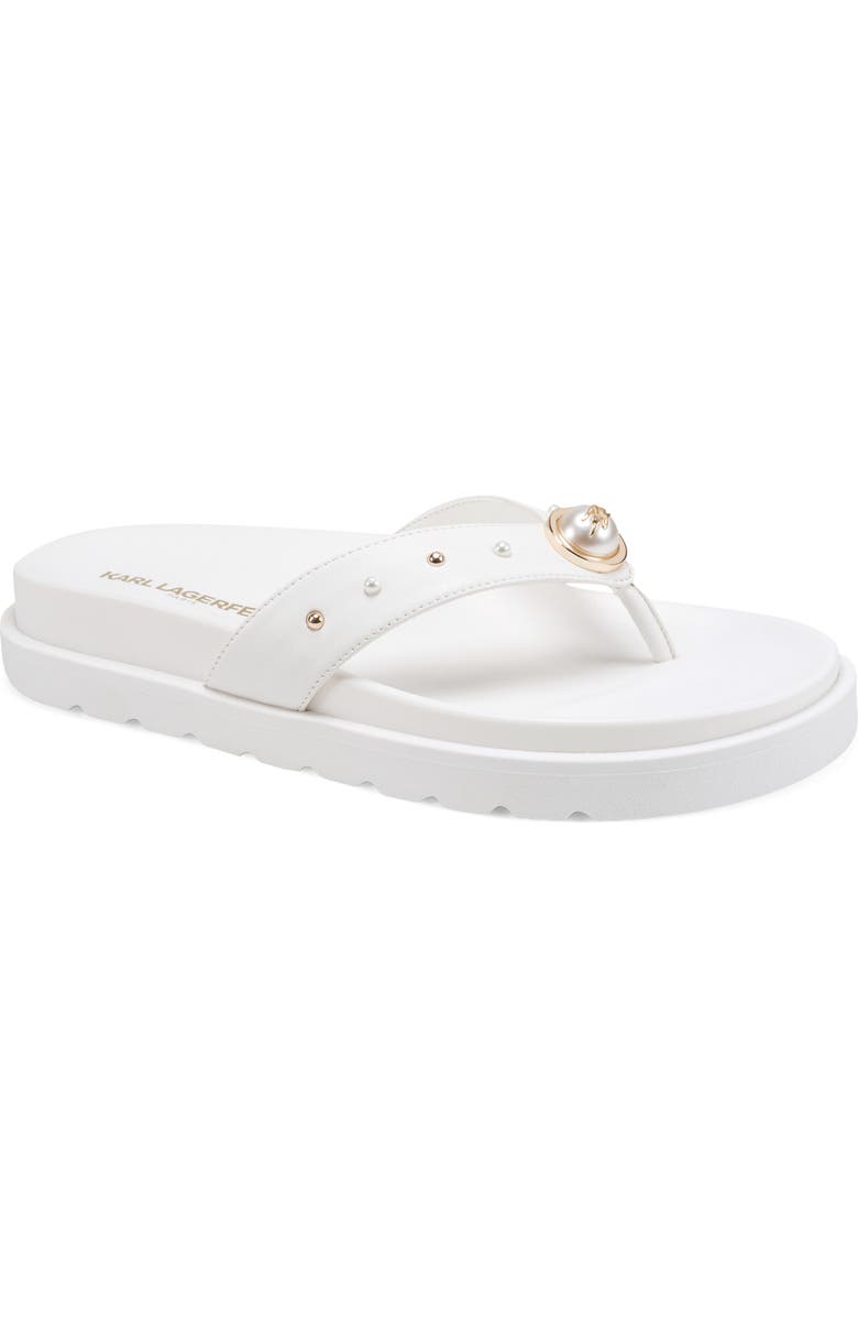 KARL LAGERFELD PARIS Hayze Pearl Flip Flop, Main, color, Bright White