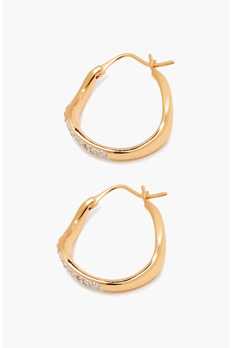 Curved Mini Pave Hoop Earrings in Gold, Alternate, color, Gold