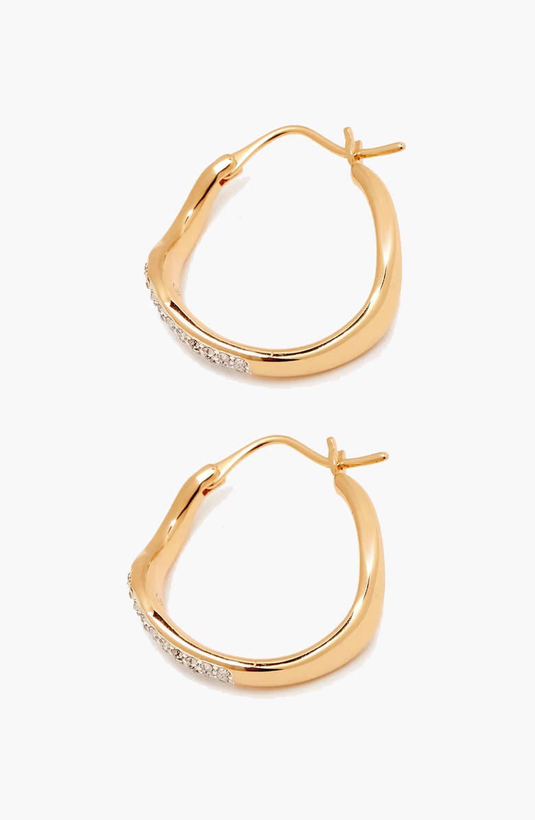 YOJ Curved Mini Pave Hoop Earrings in Gold, Alternate, color, Gold