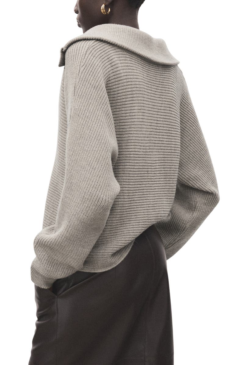 MANGO Manzana Dolman Sleeve Polo Sweater, Alternate, color, Light/ Pastel Grey