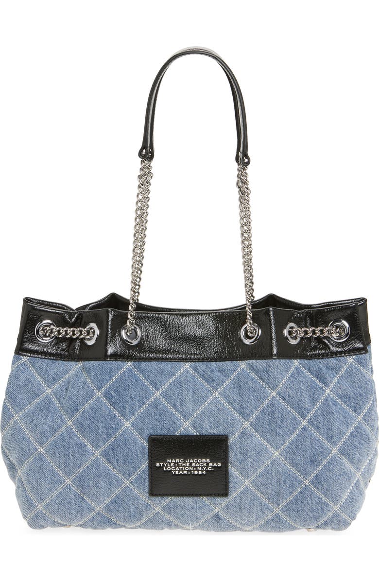 Marc Jacobs The Quilted Denim Chain Sack Bag, Alternate, color,